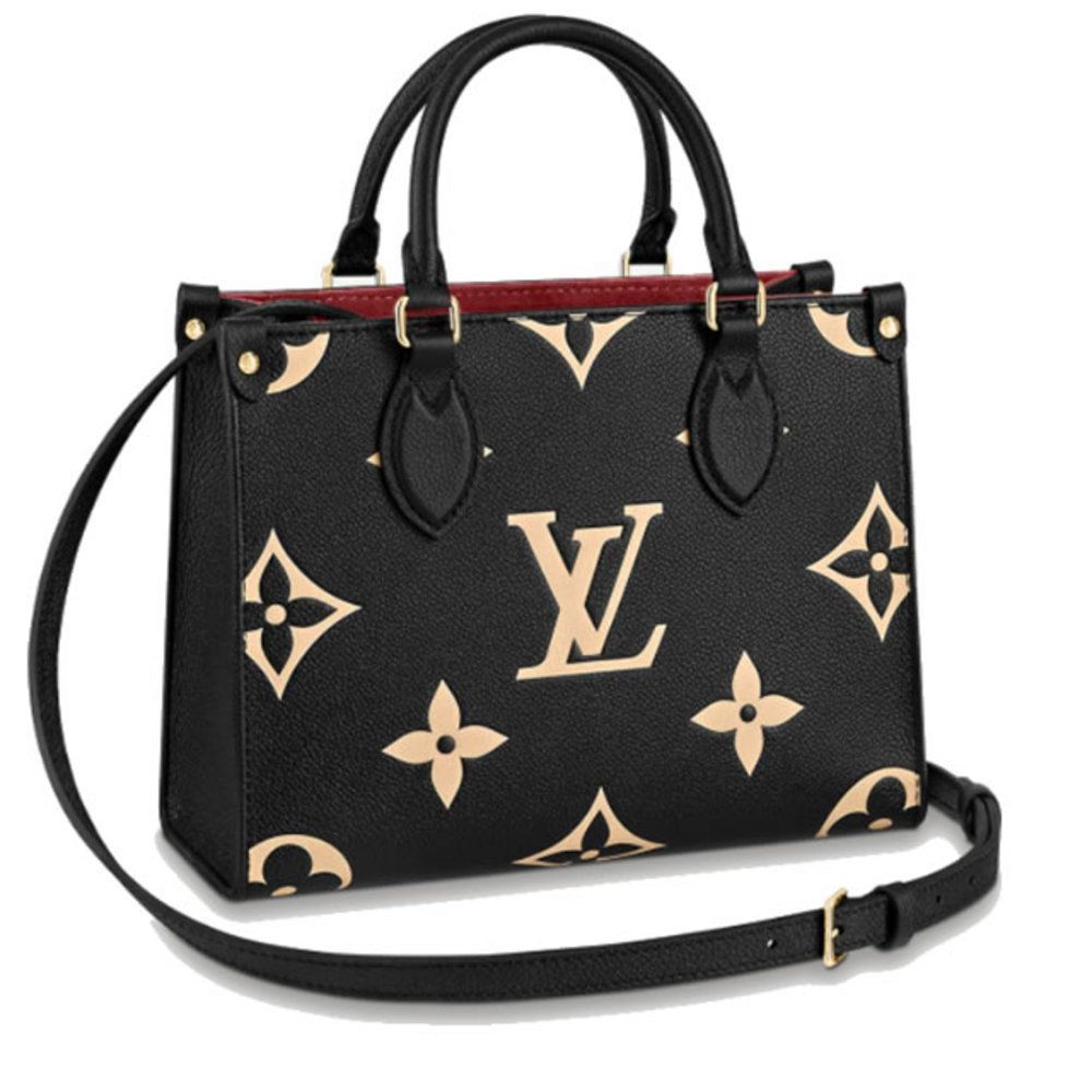 On The Go Specification Monogram Implant Leather Black Beige PM 2way
